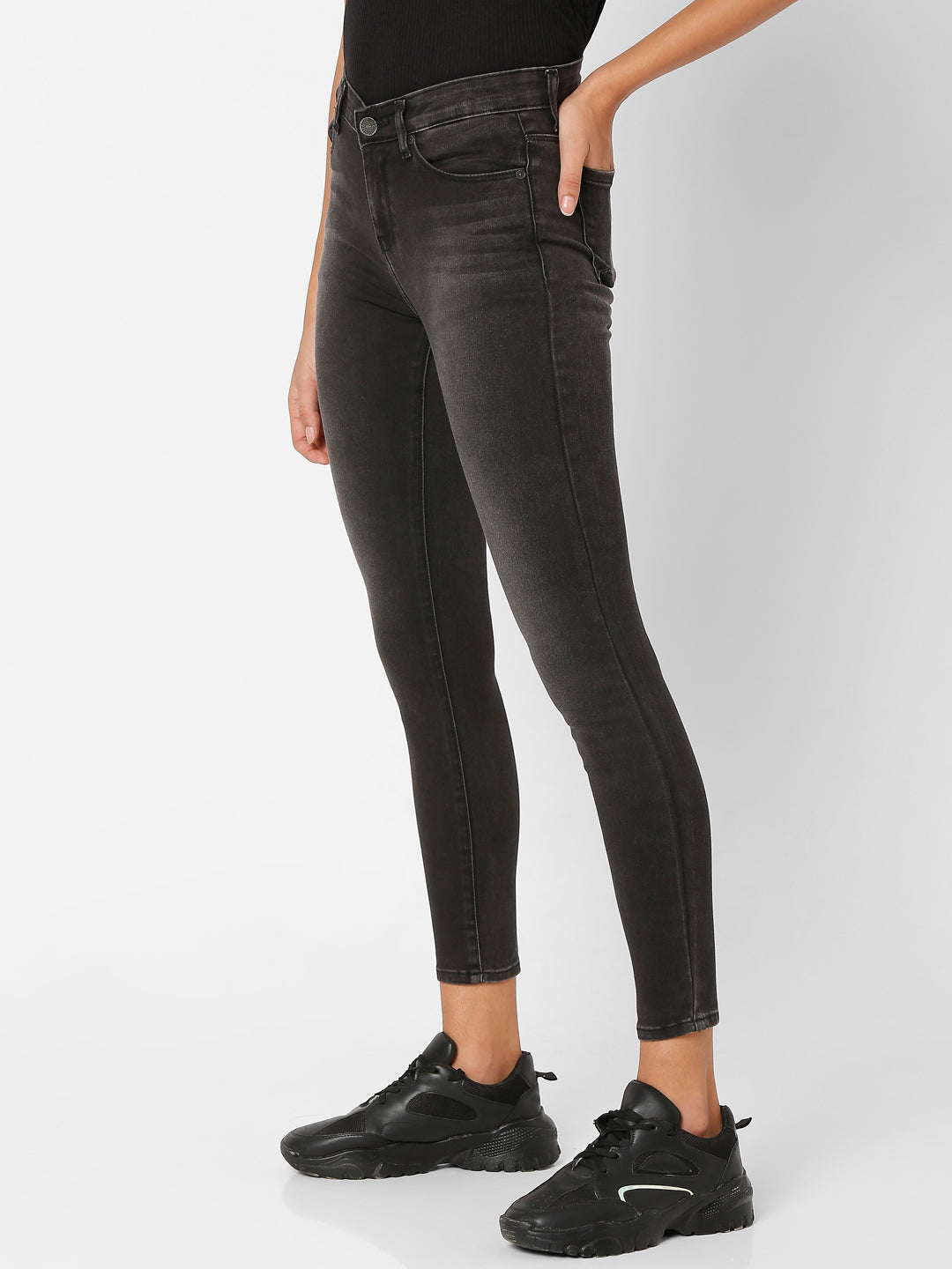 Spykar Women Black Cotton Skinny Fit Regular Length Jeans - (Adora)