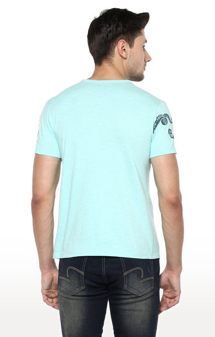 Spykar Blue Solid Slim Fit Men T-Shirts