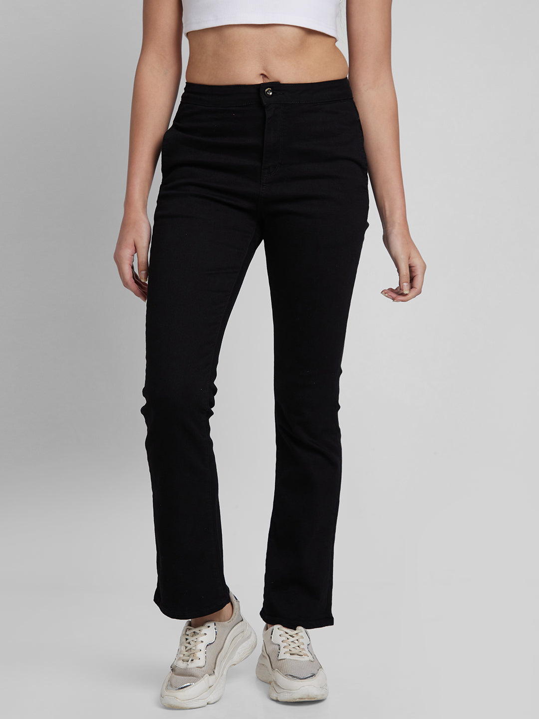 Spykar Women Black Lycra Bootcut Fit Ankle Length Jeans (Elissa)
