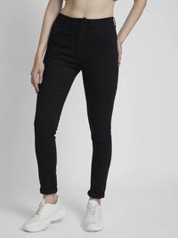 Spykar Women Raw Black Lycra Skinny Fit Regular Length Clean Look Jeans -(Adora)