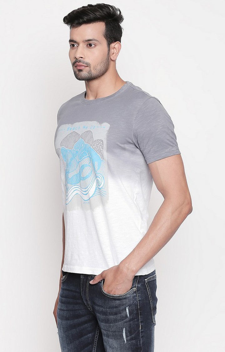 Spykar Men Grey Cotton Printed Half Sleeve T-Shirt