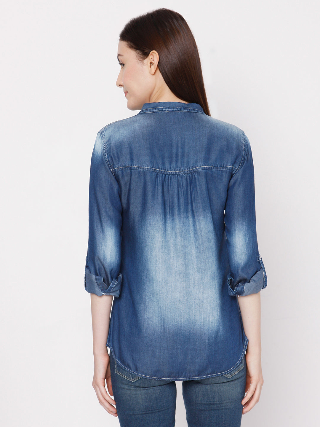 Spykar Denim Blue Shirt For Women