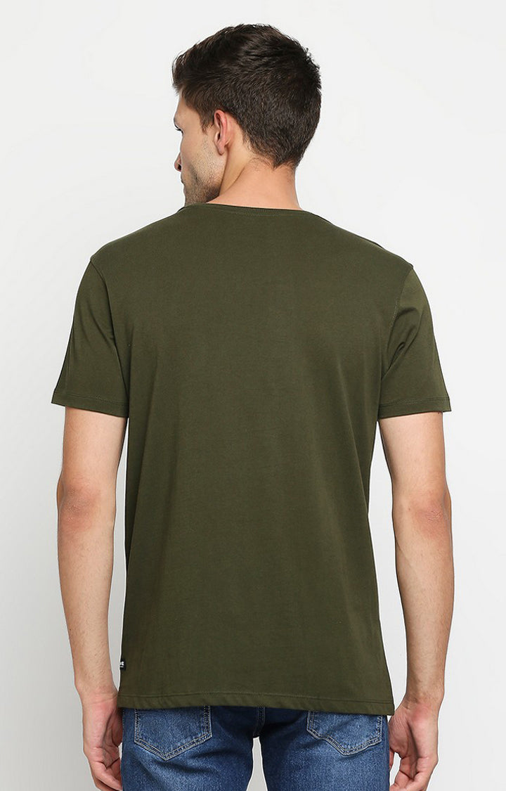 Spykar Men Green Cotton Printed Half Sleeve T-Shirt