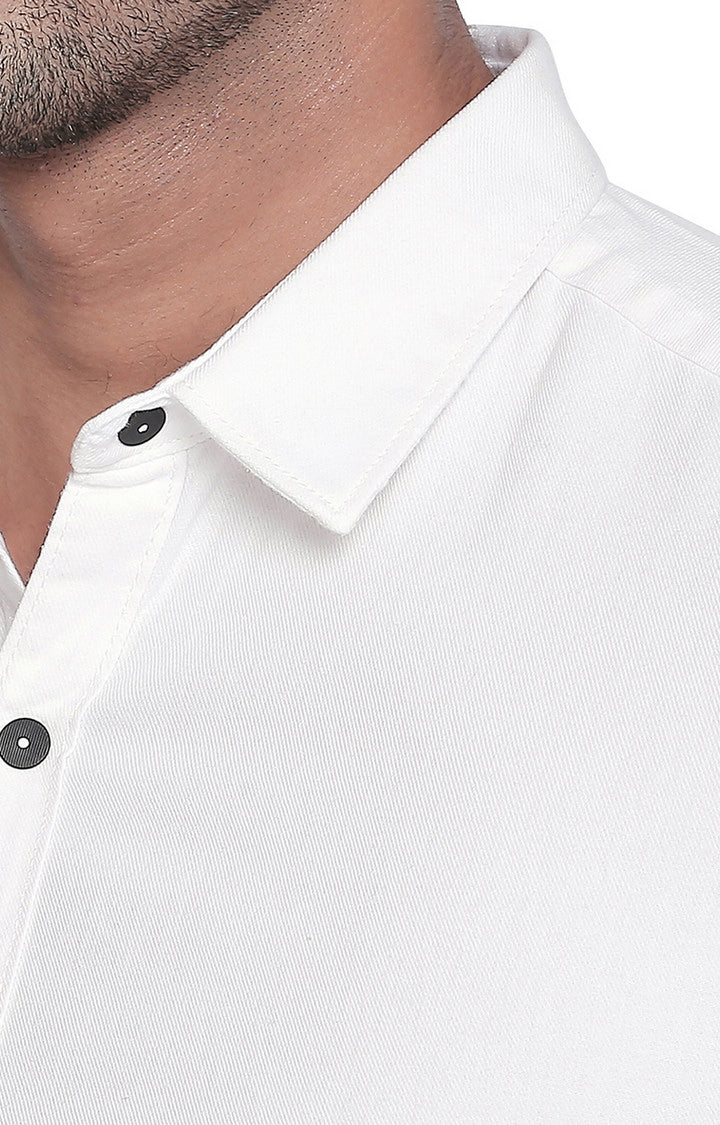 Spykar Men'S White Cotton Solid Casual Shirts