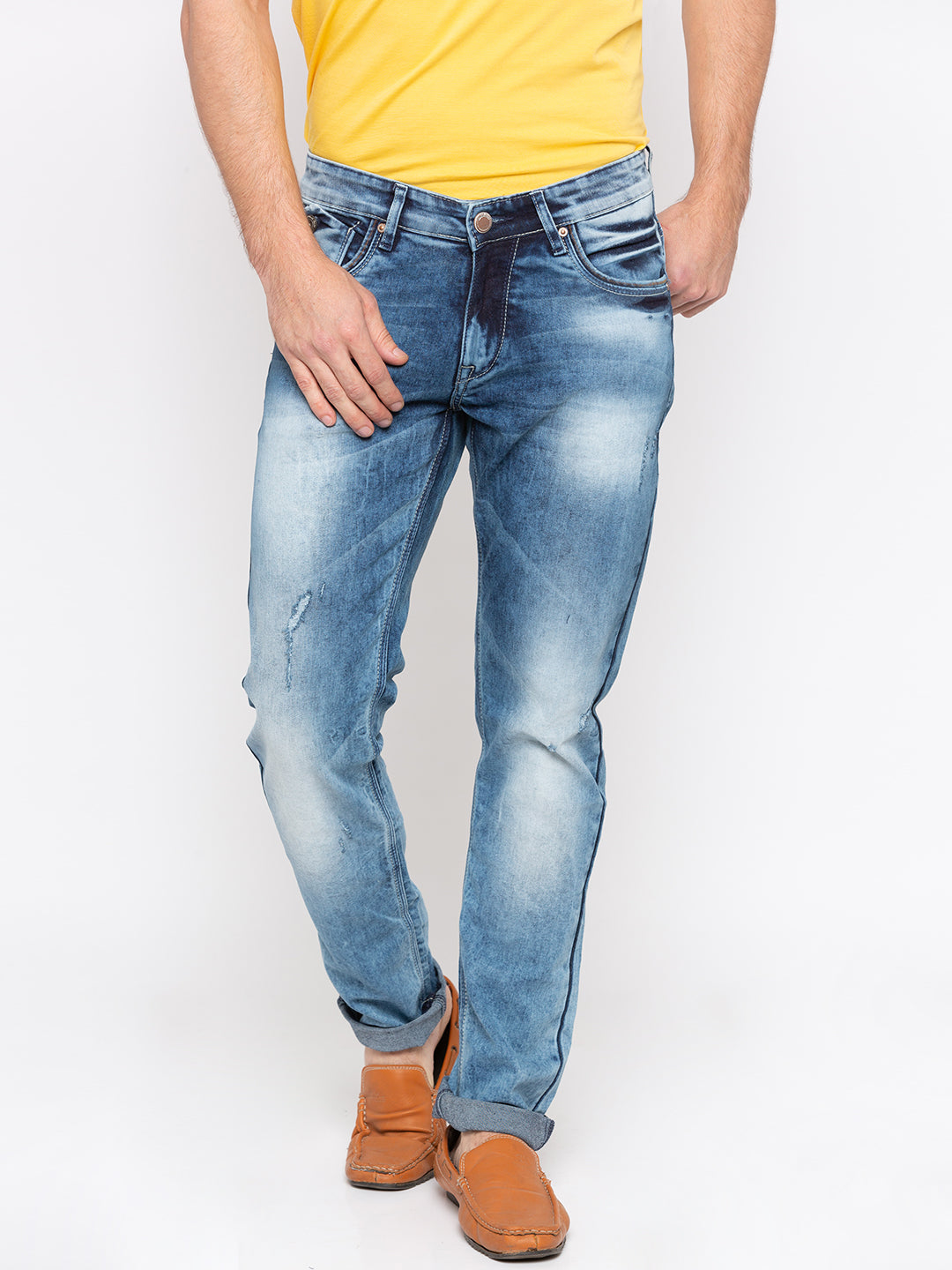 Spykar Men Blue Cotton Regular Fit Regular Length Jeans (Actif)