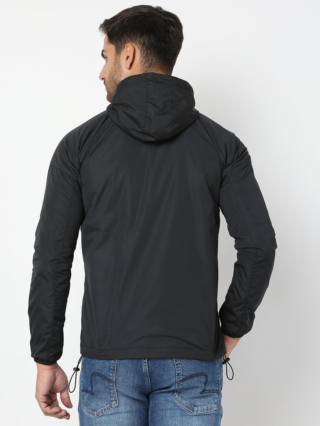 Spykar Men Black Nylon Regular Fit Jacket