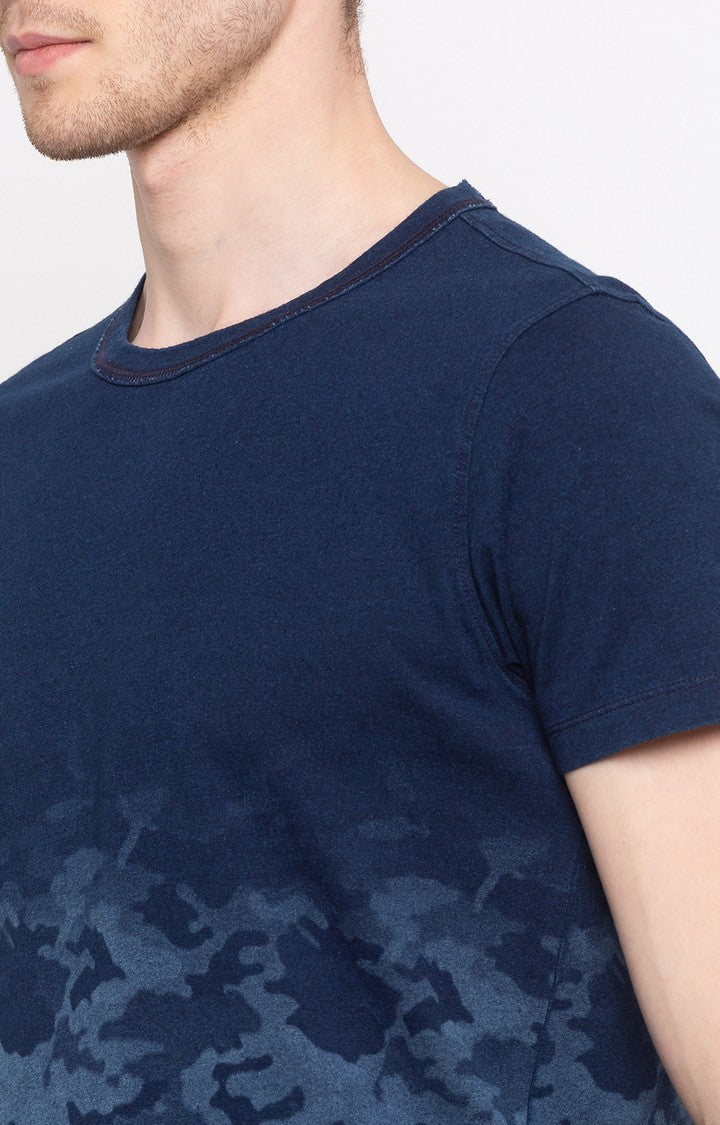 Spykar Indigo Printed Slim Fit Men T-Shirts