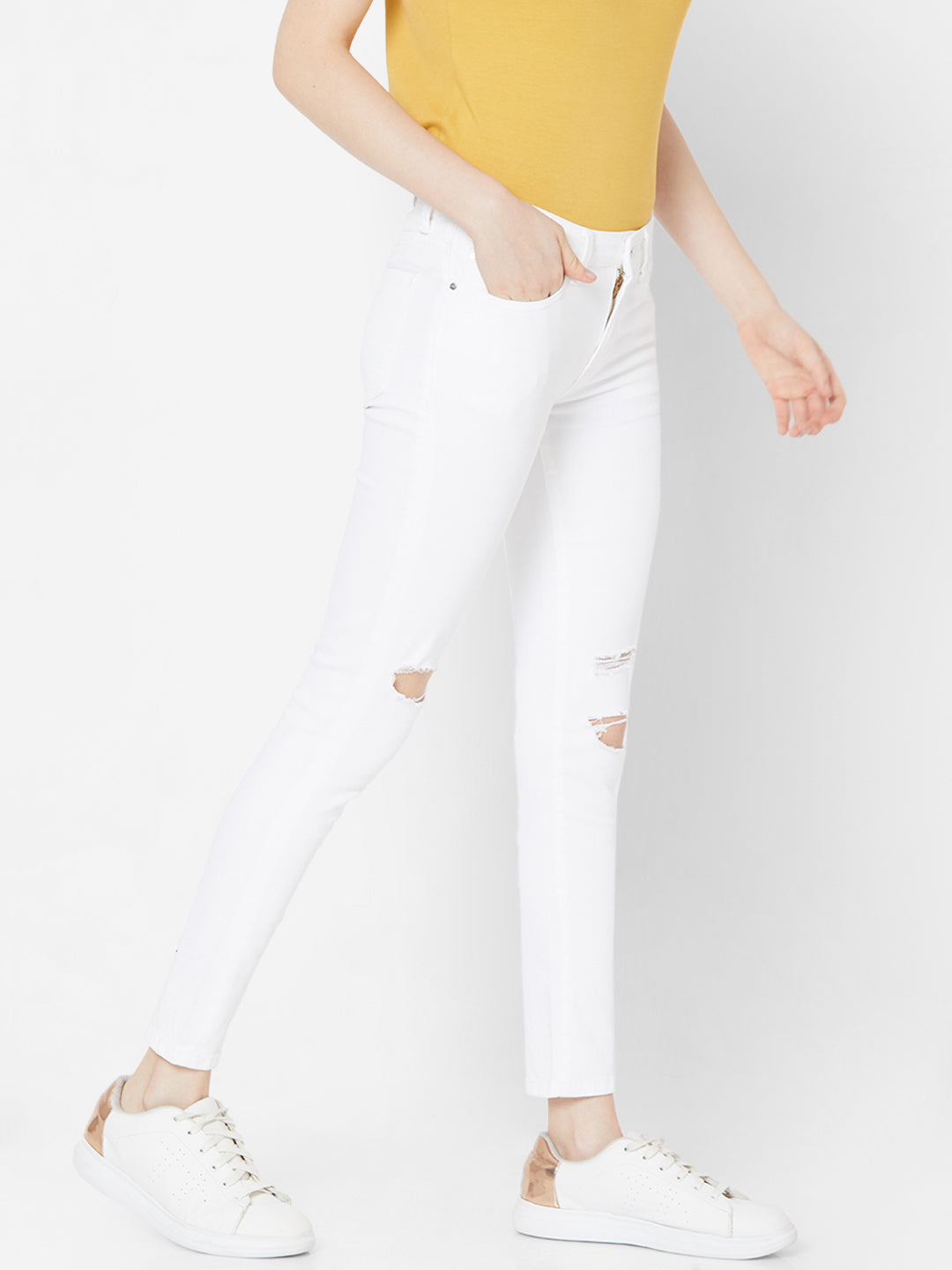 Spykar Women White Cotton Super Skinny Fit Regular Length Jeans (Alicia)