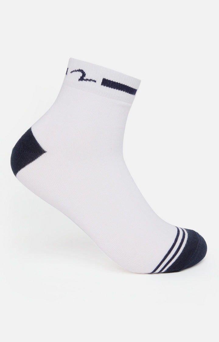 Spykar Navy & White Solid Ankle Length Socks