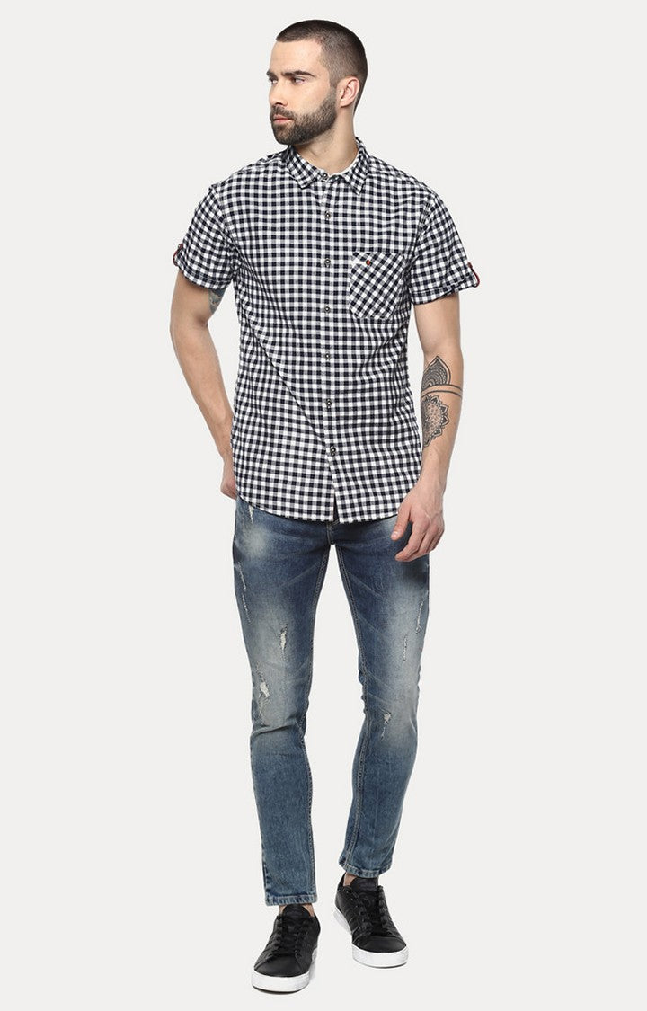 Spykar Men'S Black Cotton Checked Casual Shirts