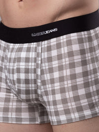 Men Premium White-Check Cotton Blend Trunk- Underjeans By Spykar