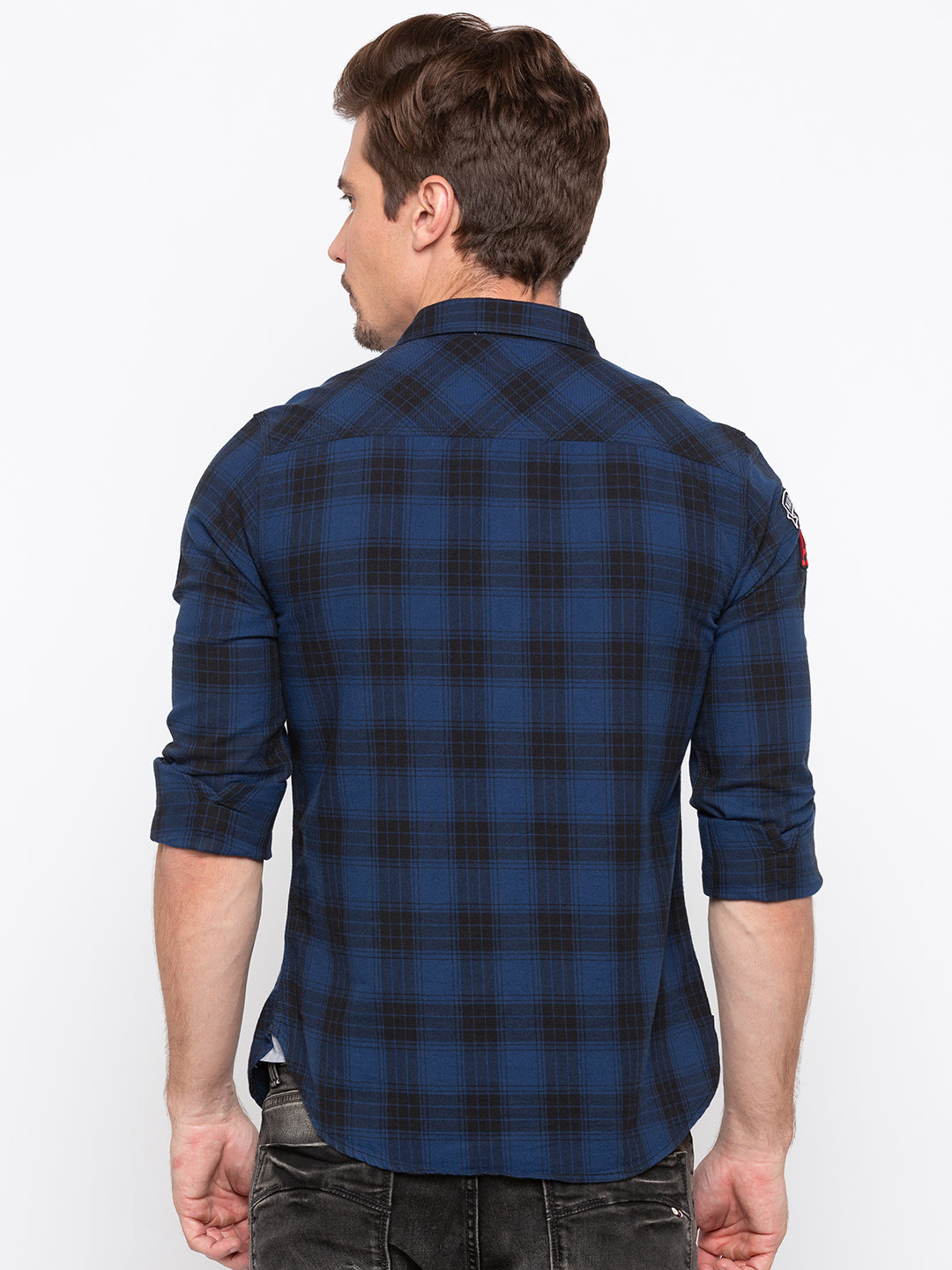 Spykar Men Black Checked Slim Fit Casual Shirt