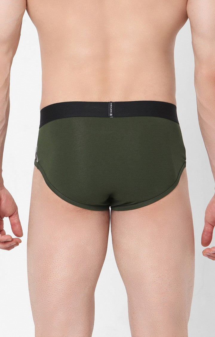 Olive Cotton Brief For Men Premium- Underjeans By Spykar