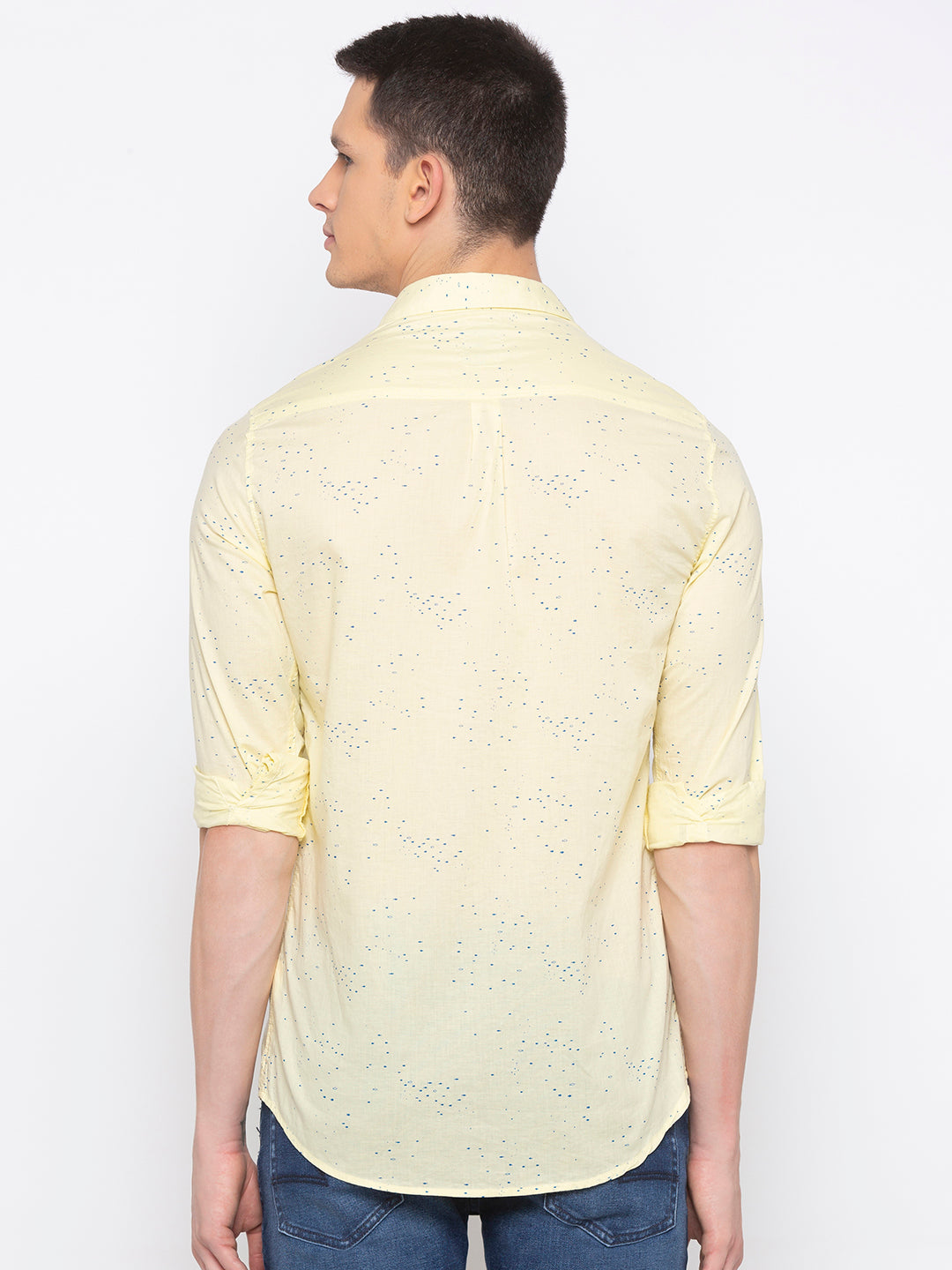 Spykar Men Lime Yellow Cotton Slim Fit Shirt