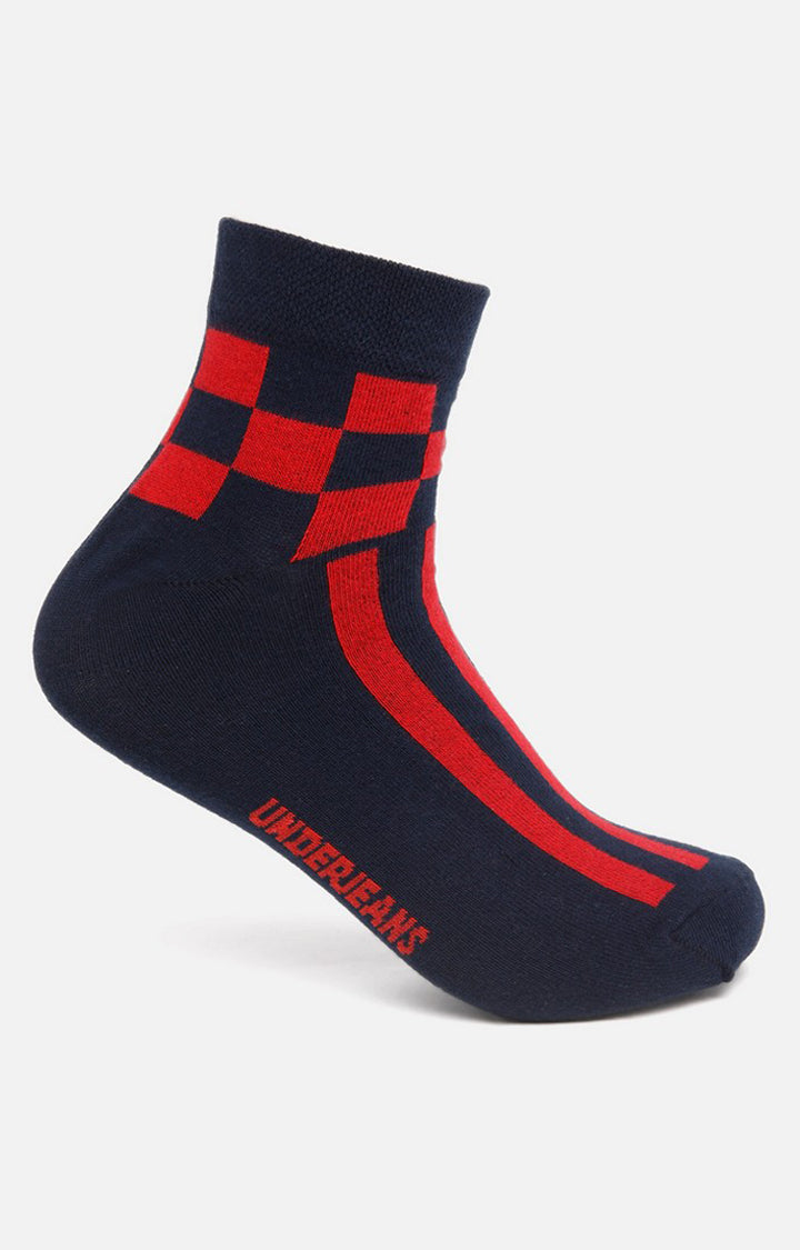 Men Premium Navy Ankle Length (Non Terry) Single Pair Of Socks- Underjeans By Spykar