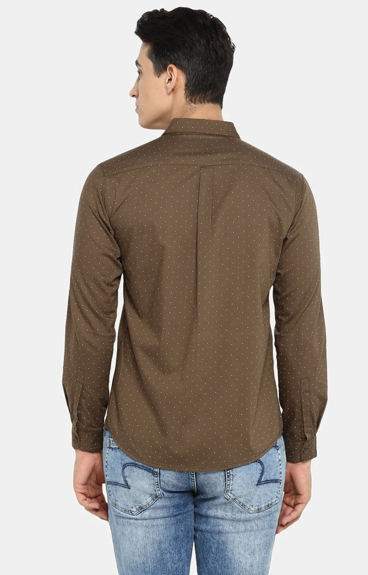 Spykar Men'S Brown Cotton Printed Casual Shirts