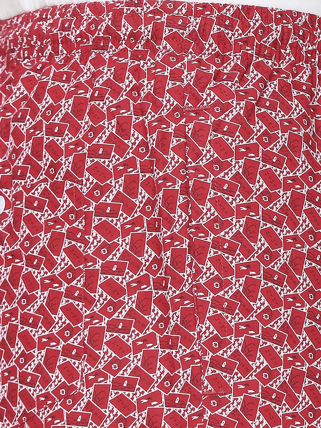 Men Premium Red & White Cotton Regular Fit Pyjama - Underjeans By Spykar