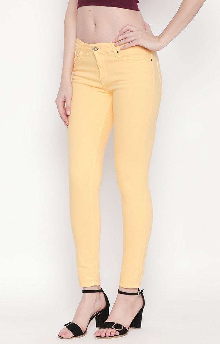 Spykar Women Yellow Cotton Super Skinny Fit Regular Length Jeans (Alicia)