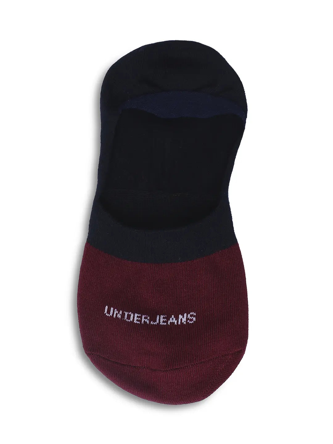 Men Black & Maroon Cotton Blend No Show Socks - Pack Of 2 - Underjeans by Spykar