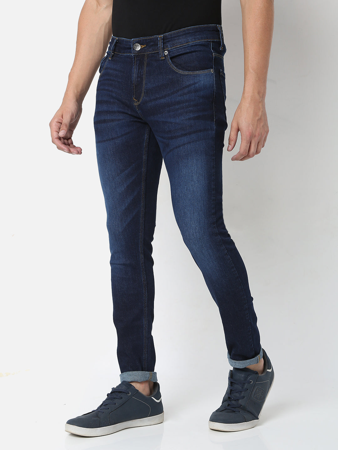 Spykar Men Blue Cotton Super Slim Fit Tapered Length Jeans (Super Skinny)