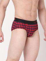 Men Premium Cotton Blend Blue-Check Brief- Underjeans By Spykar