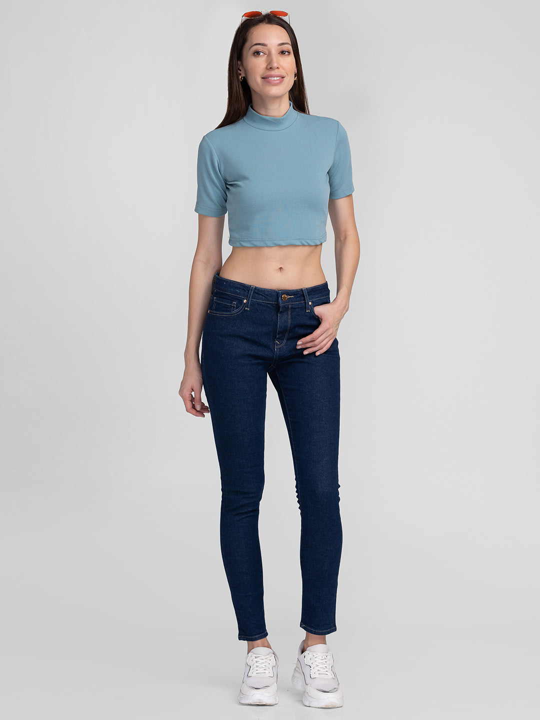 Spykar Women Raw Blue Cotton Skinny Fit Regular Length Jeans (Adora)