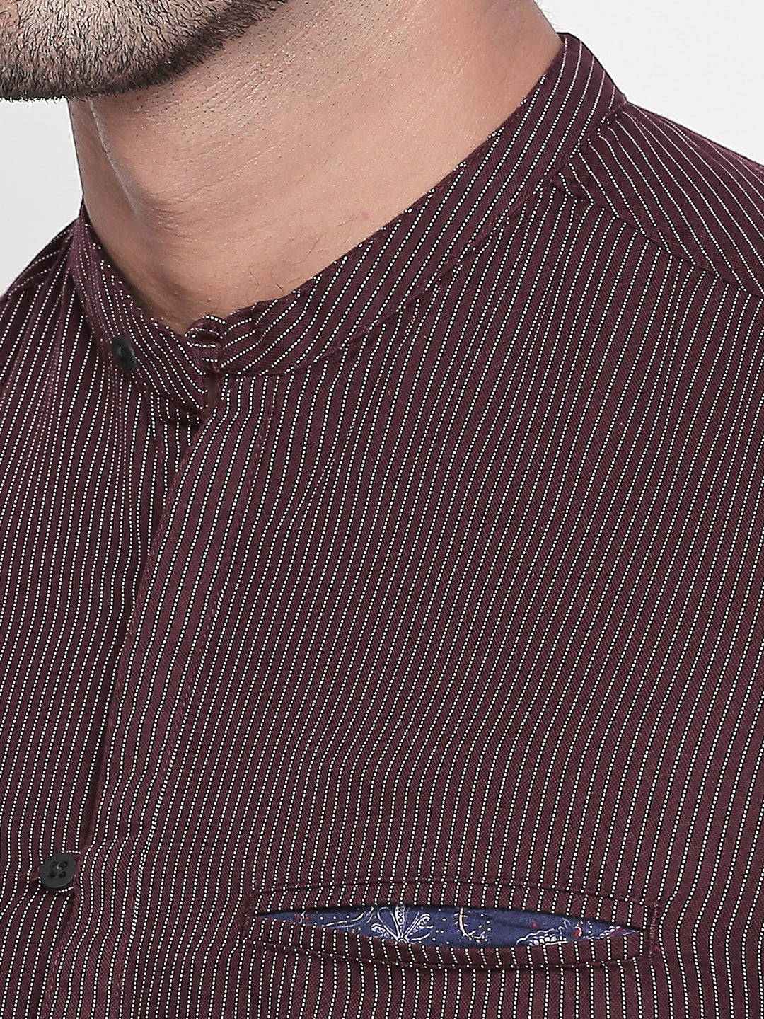 Spykar Men Maroon Striped Slim Fit Casual Shirt