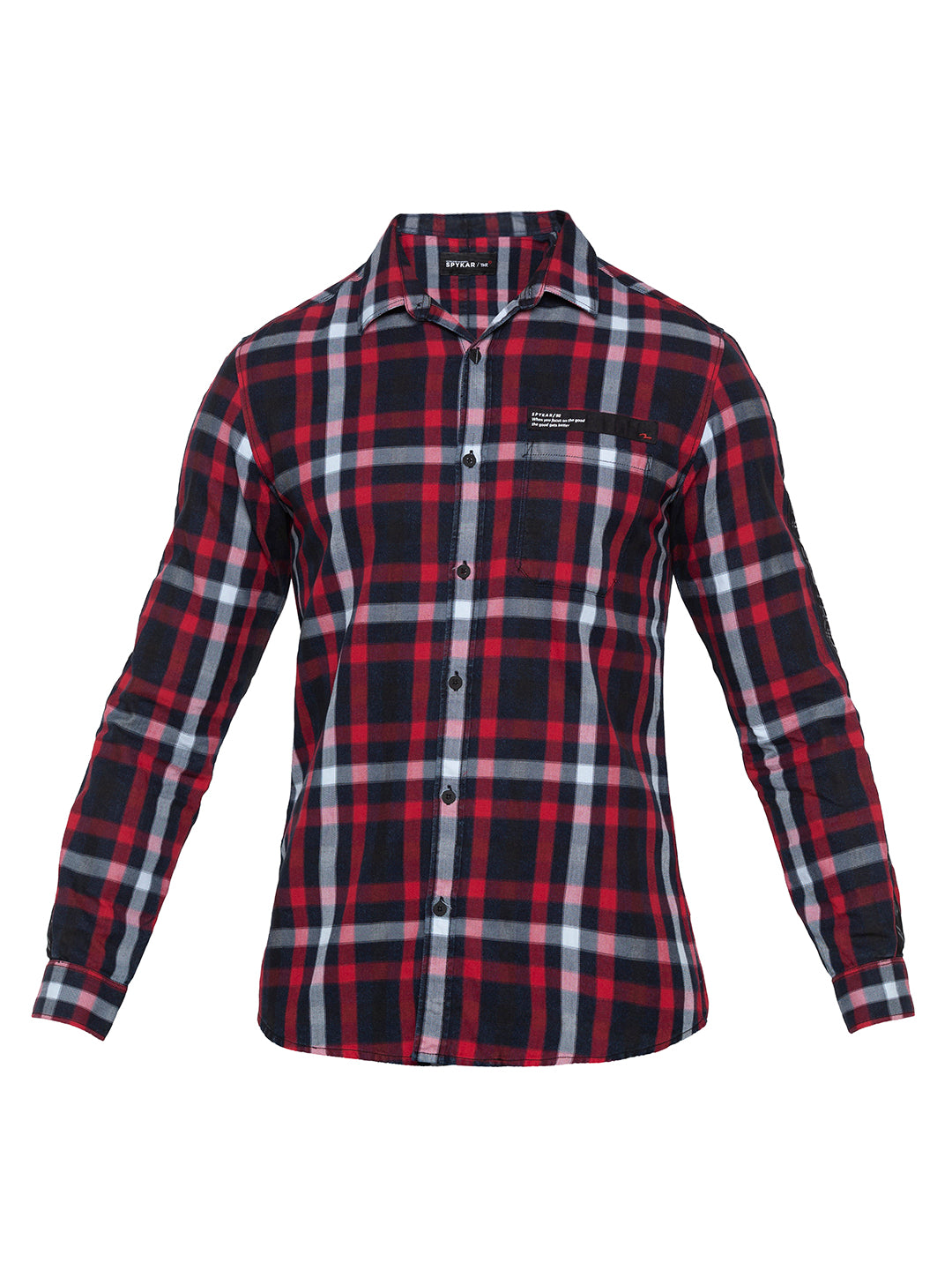 Spykar Men Red Checked Slim Fit Casual Shirt