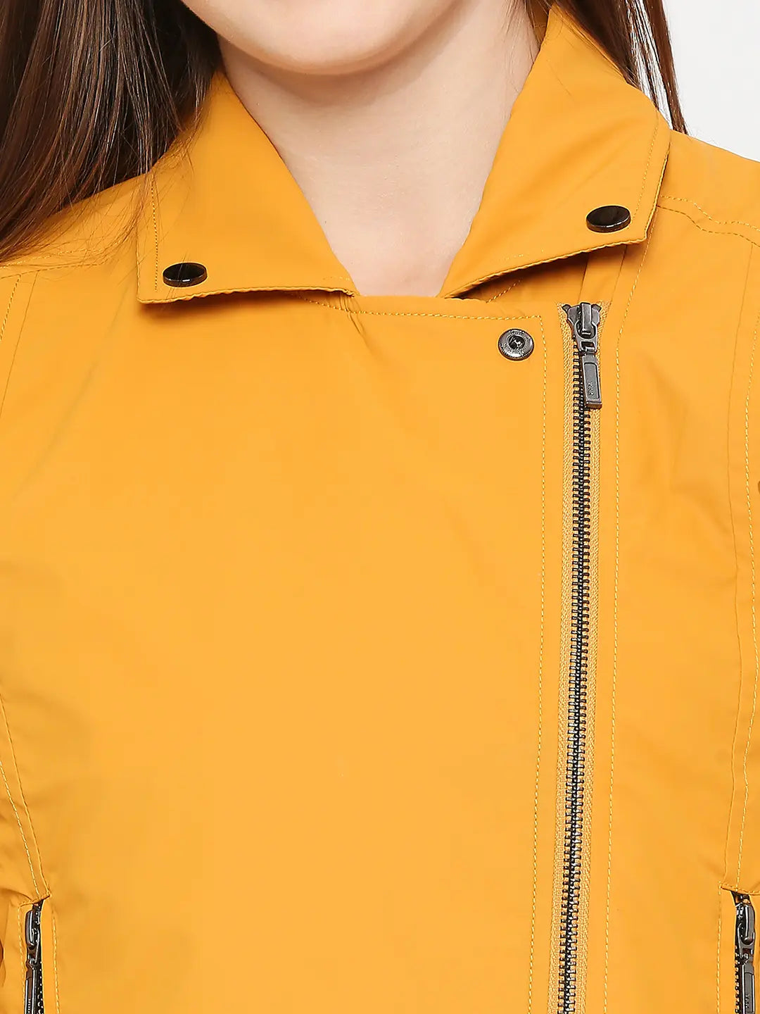 Spykar Mustard Full Sleeve Casual Jacket For Women