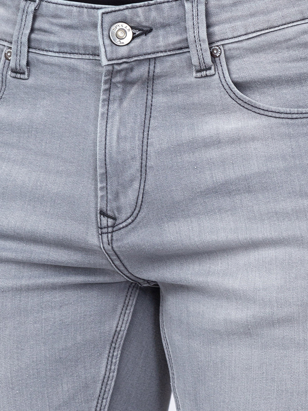 Spykar Men Light Grey Cotton Slim Fit Narrow Length Jeans (Skinny)