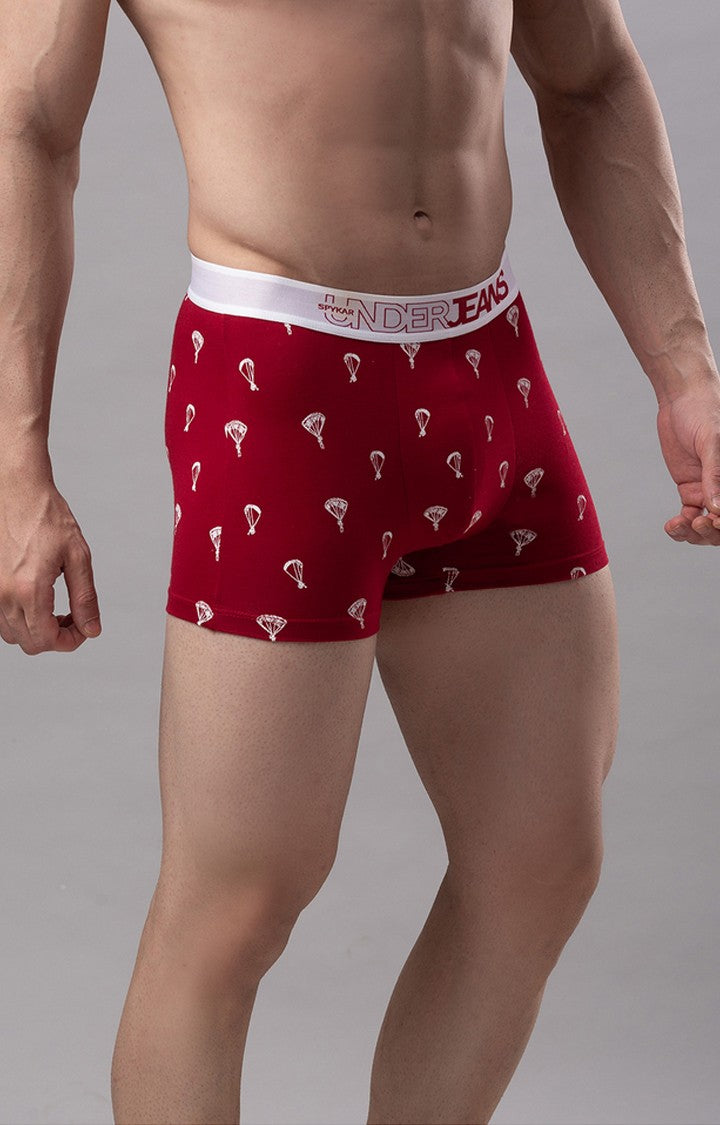 Underjeans By Spykar Men Maroon Solid Trunks