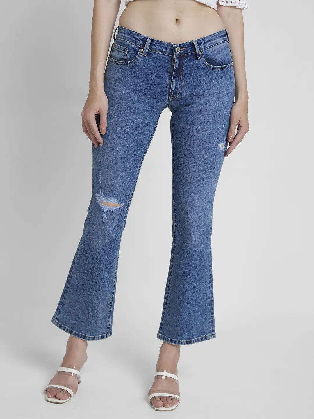 Ankle length boot cut best sale jeans
