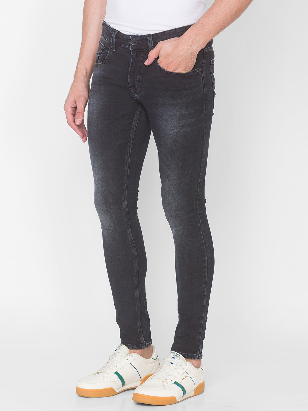 Spykar Black Cotton Men Jeans (Super Skinny)