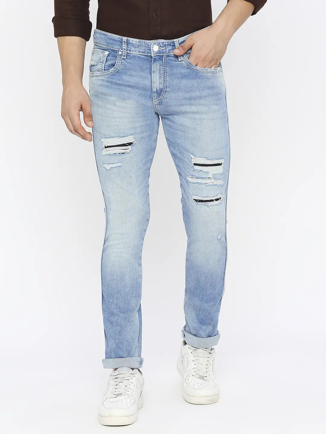 Straight Fit Ripped Men Jeans, Blue at Rs 2000/piece in Faridabad | ID:  26525650188