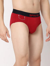 Underjeans By Spykar Men Premium Grey & Maroon Cotton Blend Regular Fit Brief - Pack Of 2