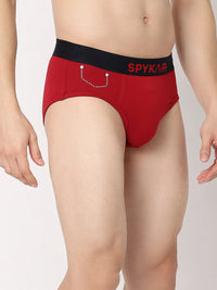Underjeans By Spykar Men Premium Grey & Maroon Cotton Blend Regular Fit Brief - Pack Of 2
