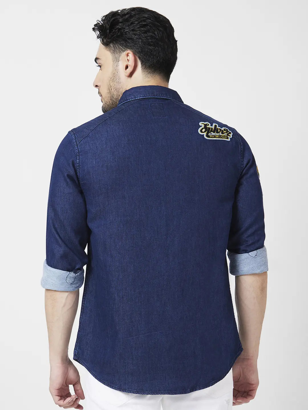 Spykar Men Dark Blue Cotton Regular Slim Fit Full Sleeve Denim Shirt