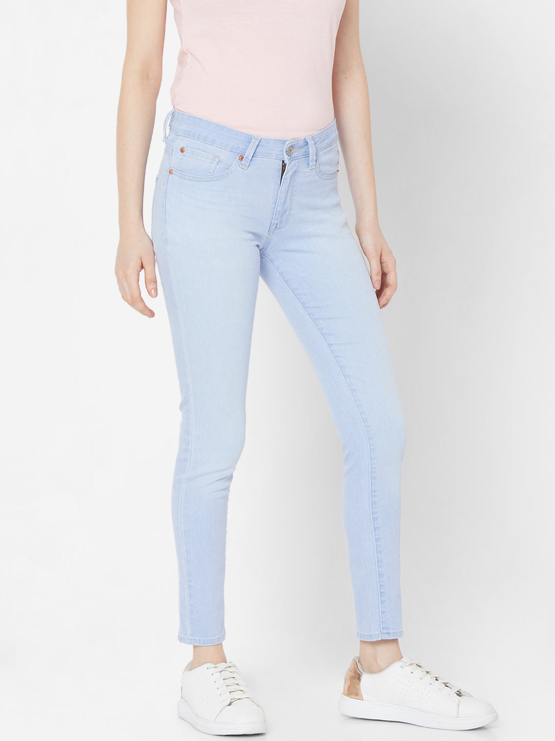 Spykar Lt Blue Solid Skinny Mid-Rise Women Jeans (Alicia)