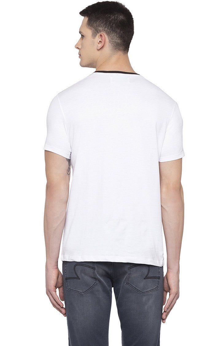 Spykar Men White Cotton Round Neck Casual T-Shirt