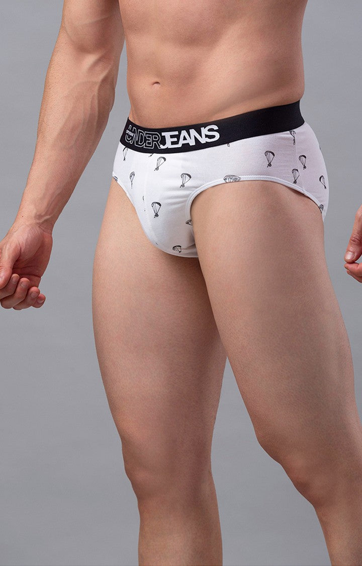 White Cotton Brief For Men Premium- Underjeans By Spykar