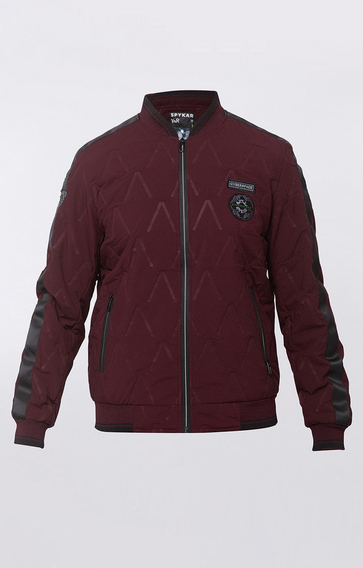 Spykar Maroon Activewear Straight Fit Jacket For Men