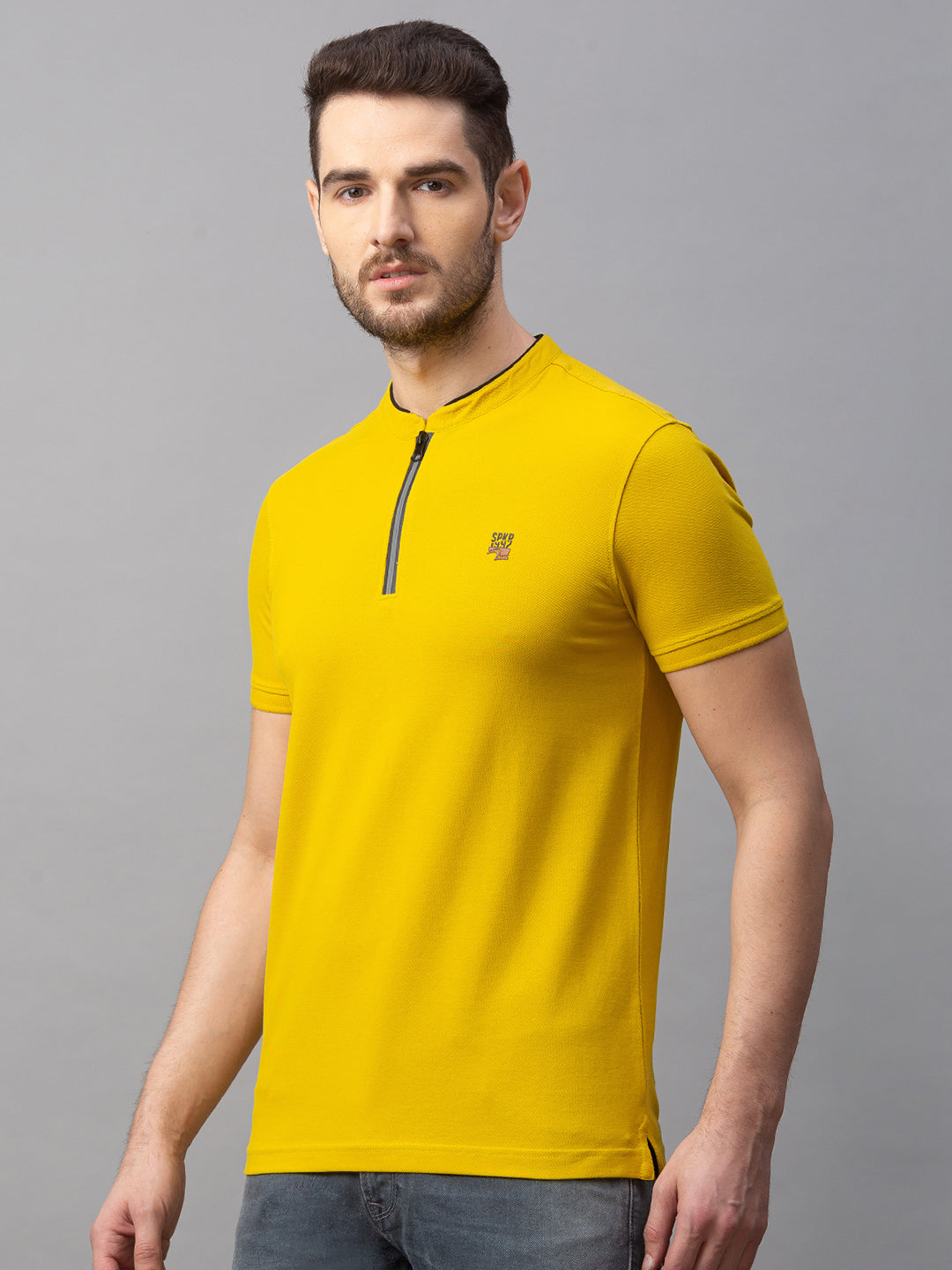 Spykar Men Yellow Cotton Slim Fit M and arin T-Shirt