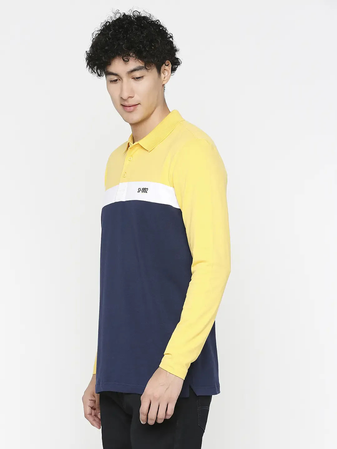 Spykar Sulphur Yellow Cotton Full Sleeve Casual Sweater For Men