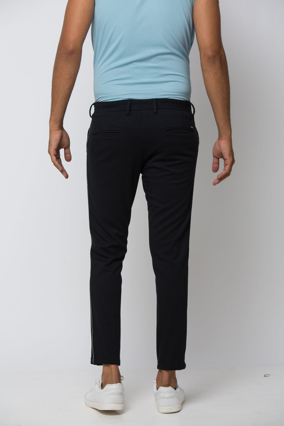 Spykar Men Black Cotton Slim Fit Trousers