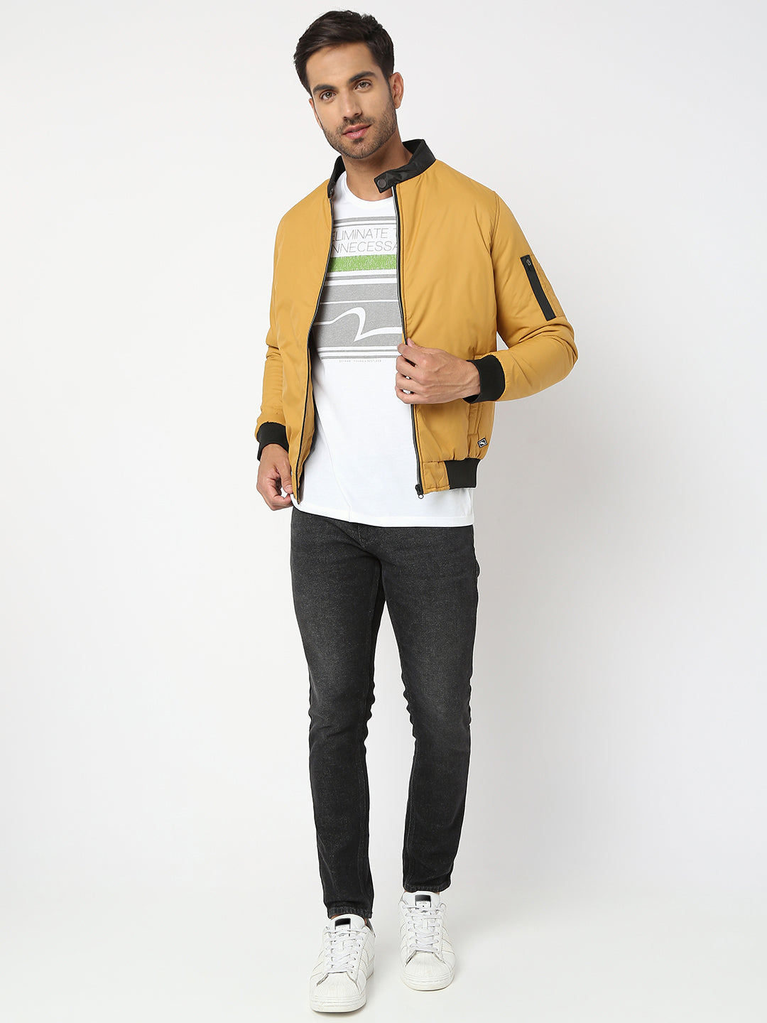 Spykar Men Mustard Nylon Regular Fit Jacket