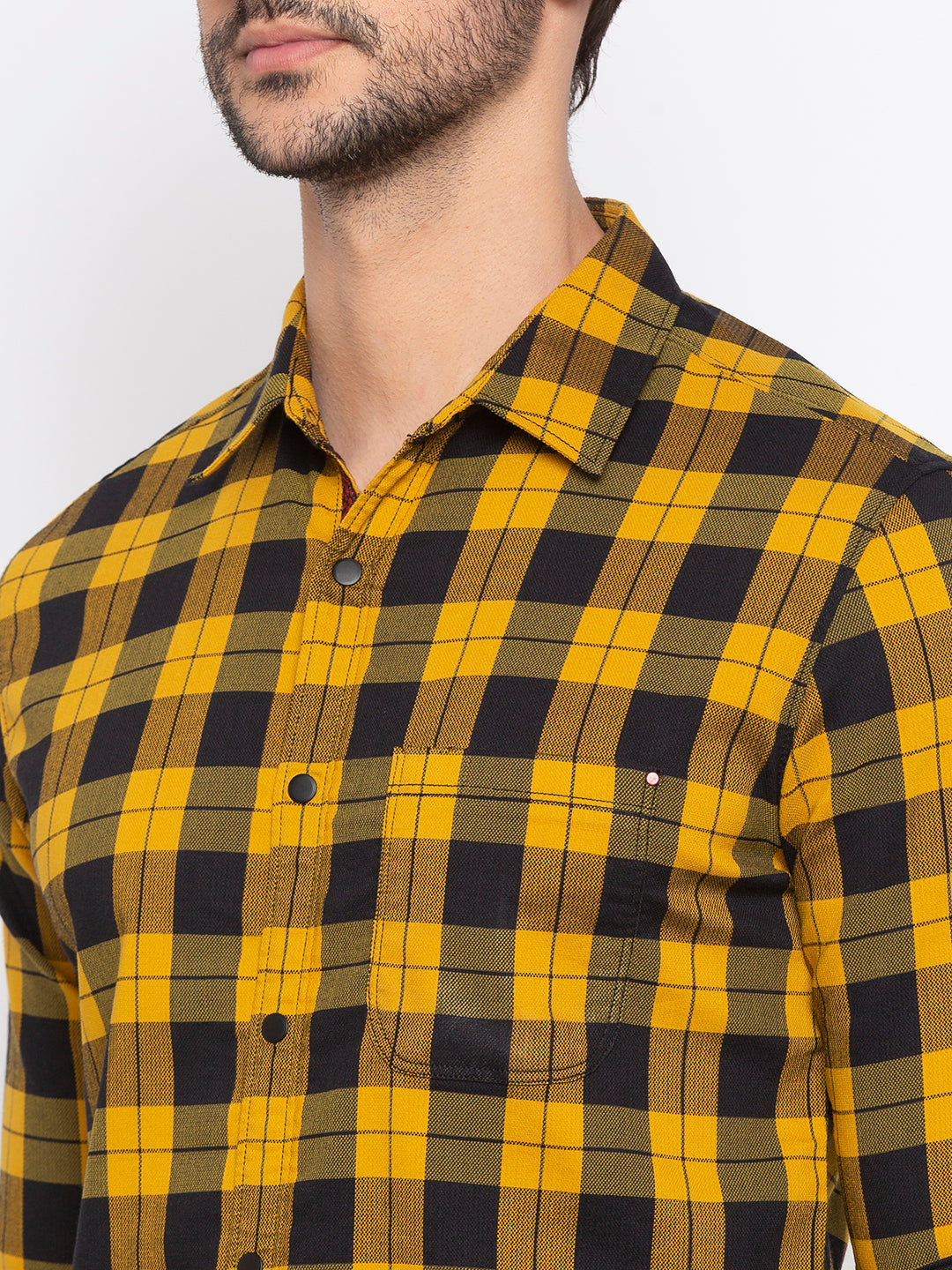 Spykar Men Mustard Polycotton Slim Fit Shirt