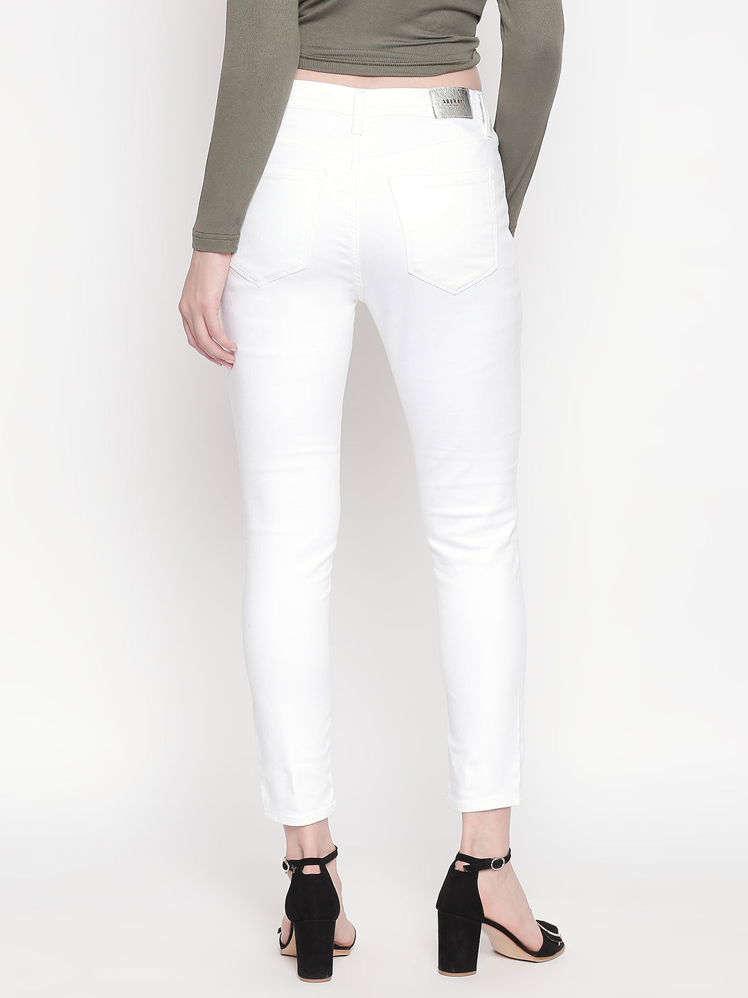 Spykar Women White Cotton Skinny Fit Regular Length Jeans (Adora)