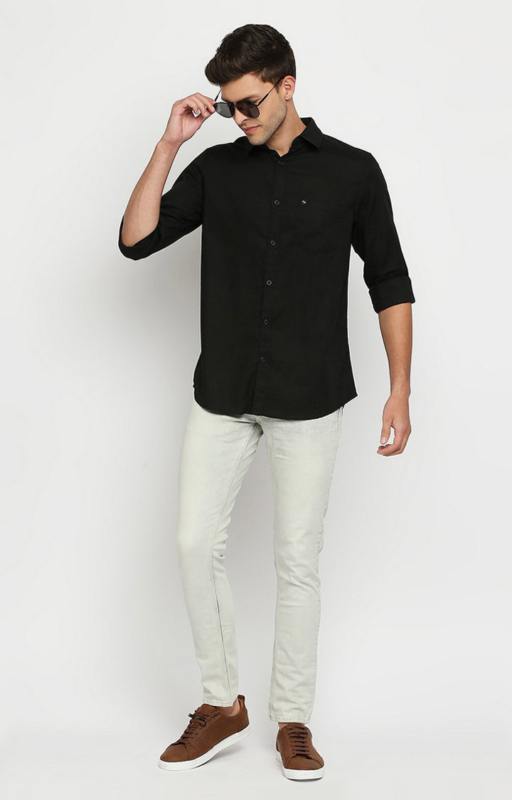 Buy Spykar Men Black Cotton Slim Fit Casual Shirts Online