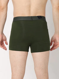 Underjeans By Spykar Men Premium Black & Olive Cotton Blend Regular Fit Trunk - Pack Of 2