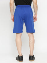 Men Premium Royal Blue Cotton Blend Shorts - Underjeans By Spykar